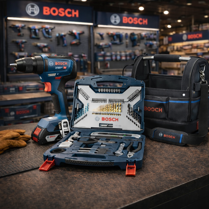BOSCH AKKUMULÁTOROS KÉSZLET: FÚRÓ/CSAVAROZÓ + FÚRÓ- ÉS BITKÉSZLET DOBOZBAN, 70% KEDVEZMÉNNYEL ÉS TELJESEN INGYENES TÁSKÁVAL.