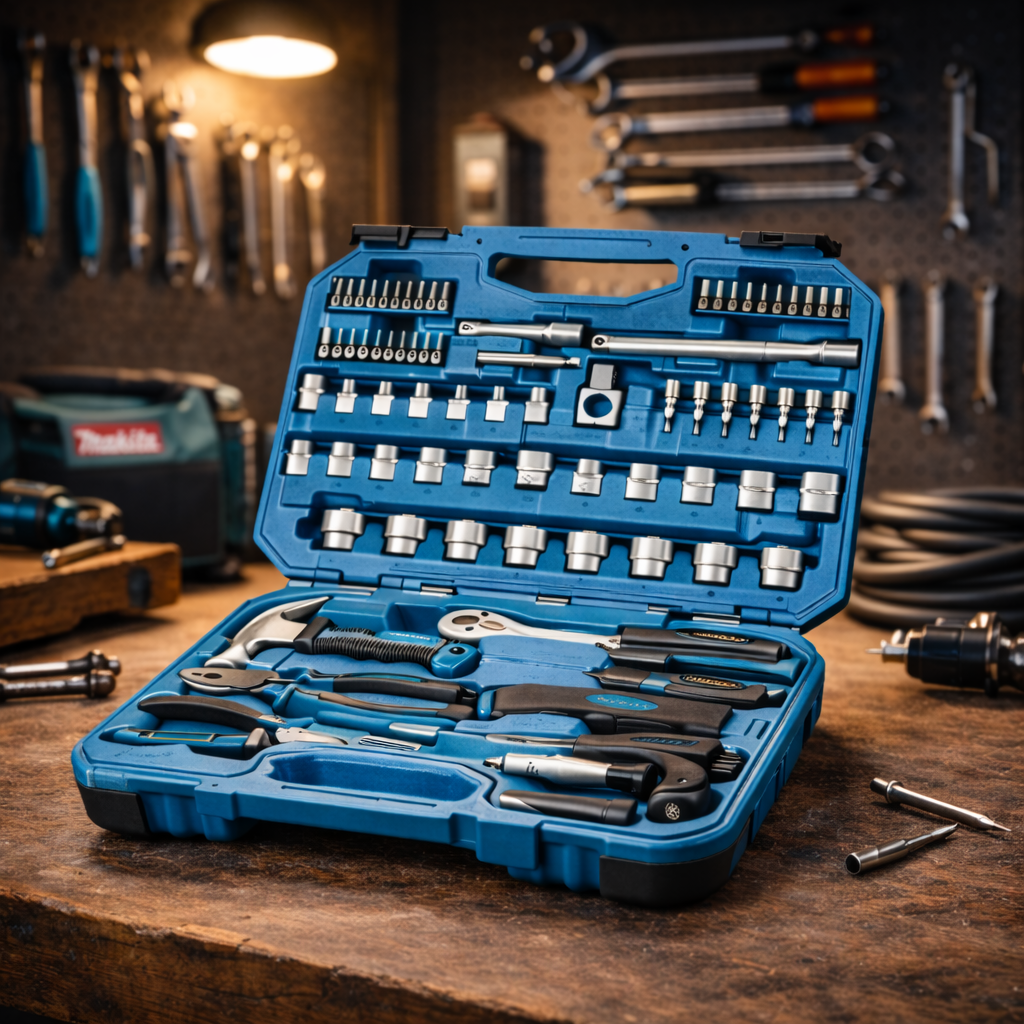 EREDETI MAKITA KÉSZLET – FÚRÓ/CSAVAROZÓ + 2 AKKUMULÁTOR + TÖLTŐ + HORDTÁSKA ÉS INGYENES SZERSZÁMOS KOFFFER