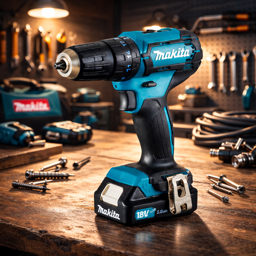 EREDETI MAKITA KÉSZLET – FÚRÓ/CSAVAROZÓ + 2 AKKUMULÁTOR + TÖLTŐ + HORDTÁSKA ÉS INGYENES SZERSZÁMOS KOFFFER